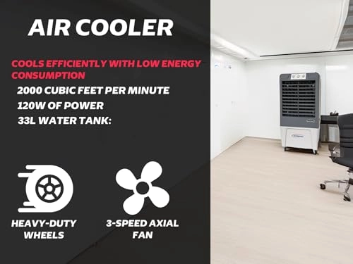 Evaporative Swamp Cooler - 2000 Cubic Feet Per Minute 33L