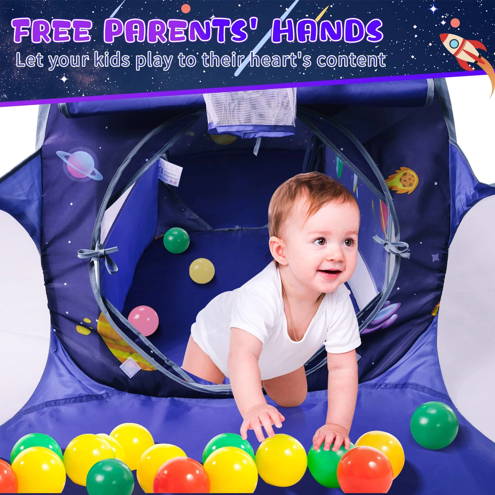 Space Ship Play Tent + Crawl Tunnel + Ball Pit