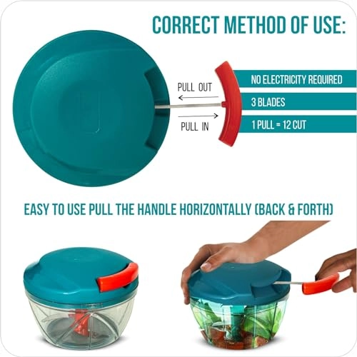 Multipurpose Plastic Vegetable Chopper Cutter - 650 ml 3 Blades