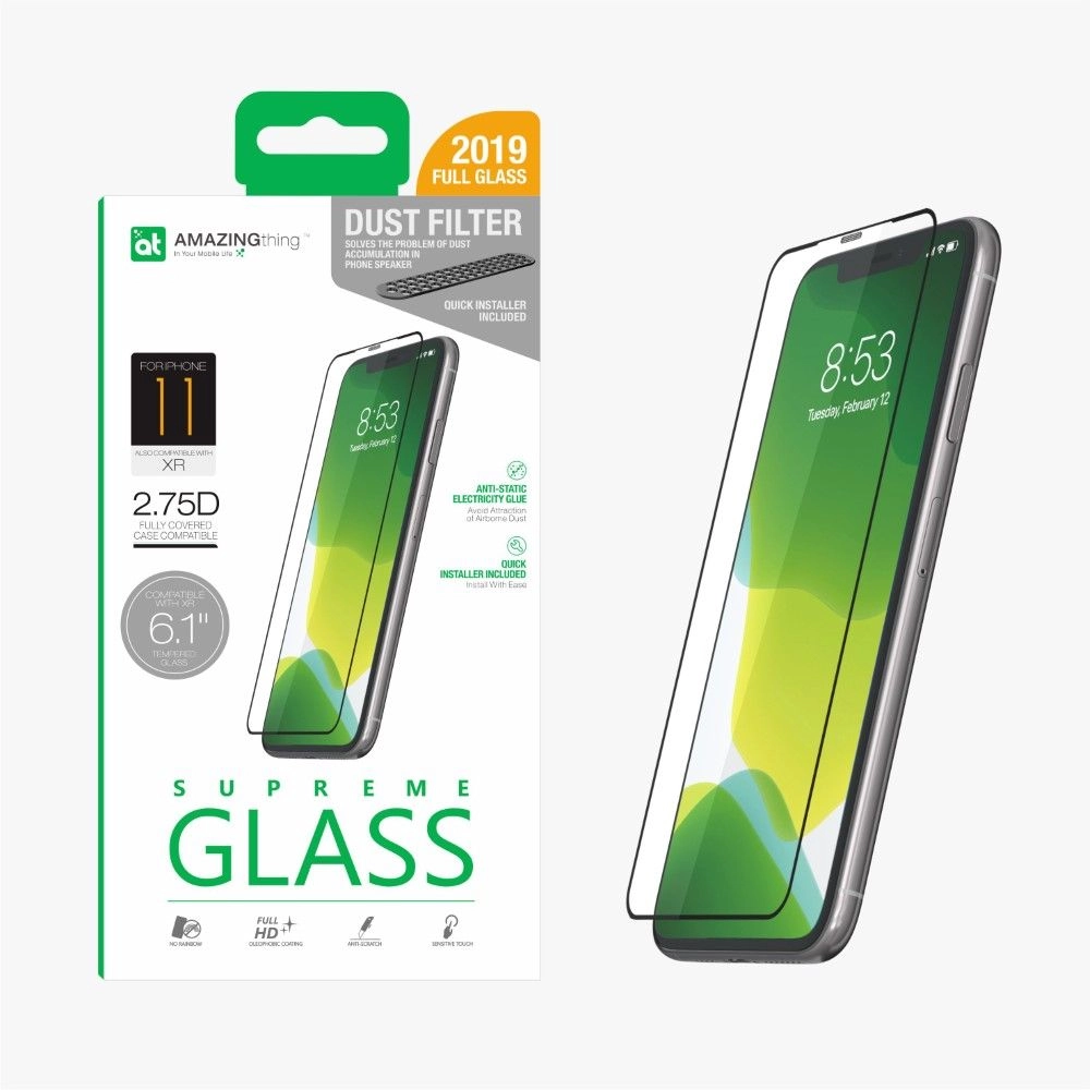 AMAZINGthing Anti-Static Dust Filter Tempered Glass Screen Protector for iPhone 11