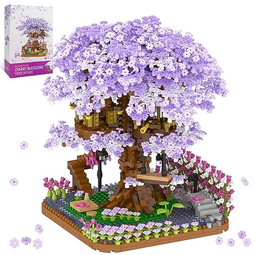 NEWABWN Cherry Blossom Bonsai Tree - Mini Micro Japanese Sakura Tree House