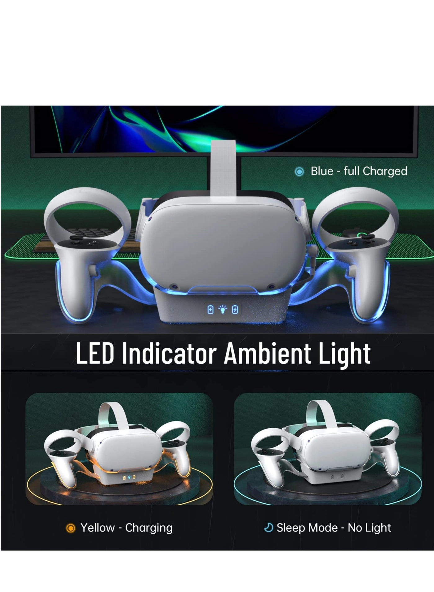 VR Charging Dock - LED Light Fast Charging