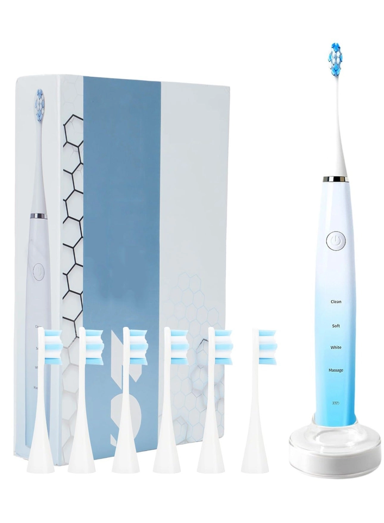 Sonic Electric Toothbrush - 4 Cleaning Modes 6 Dupont Brush Heads 40000 VPM