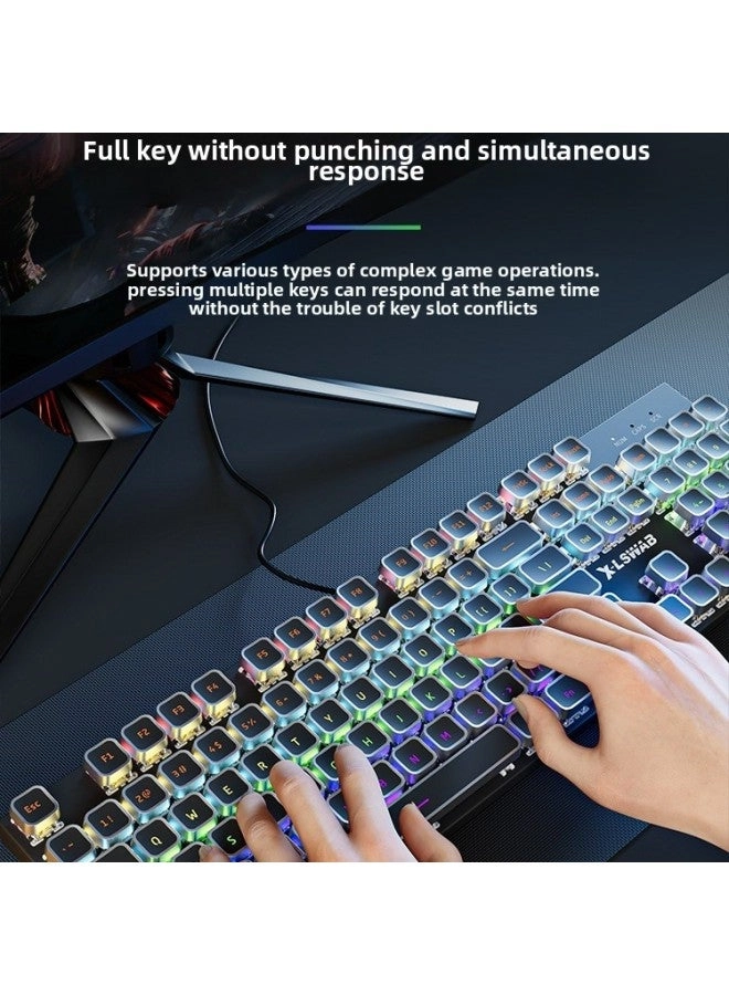 Mechanical Feel Keyboard And Mouse - Wired