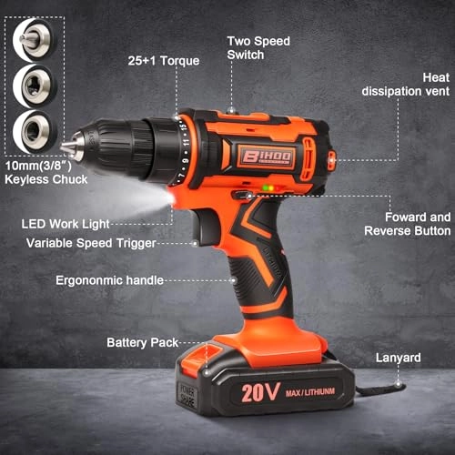 Cordless Drill - 20v 2000mah 25+1 Torque
