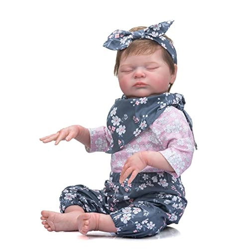 Reborn Baby Doll - 55 cm Silicone Vinyl Sleeping Hand-rooted Hair