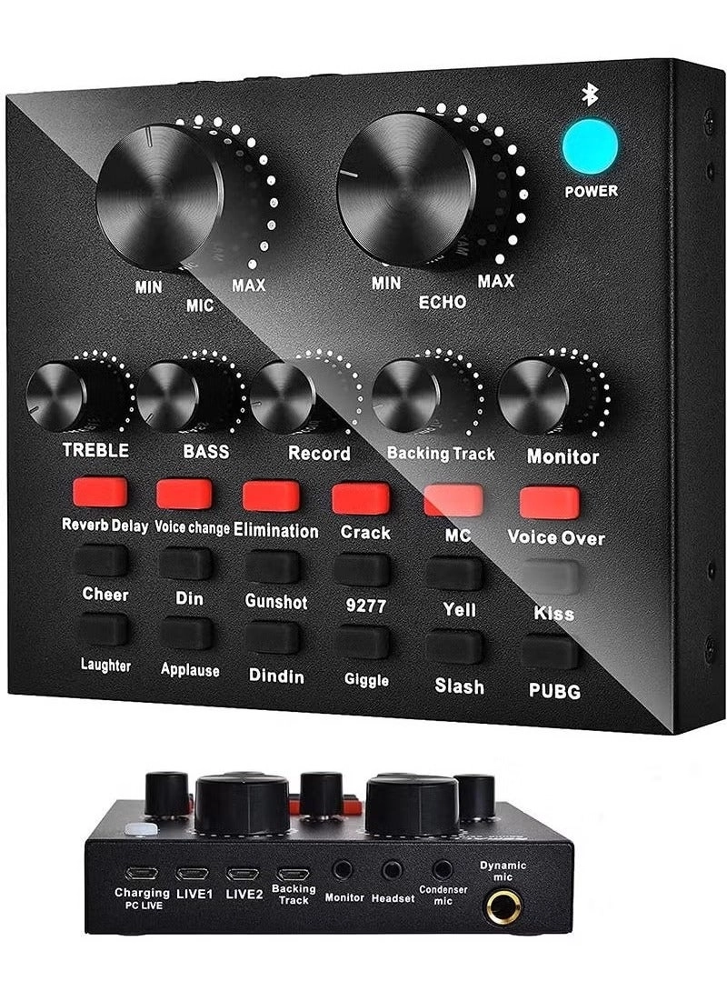 V8 Sound Card - Bluetooth Mixer Board Voice Changer