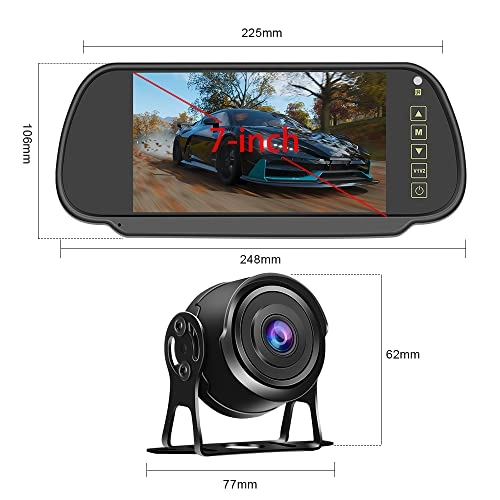 Rear View Mirror Reversing Camera - Night Vision Wired 1080P
