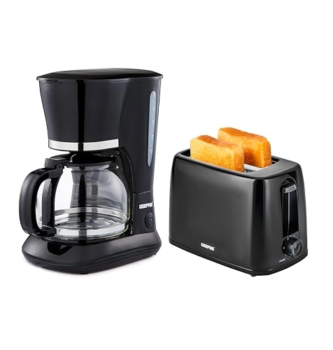 Filter Coffee Machine - 1.5L + 2-Slice Toaster - 6 Browning Levels