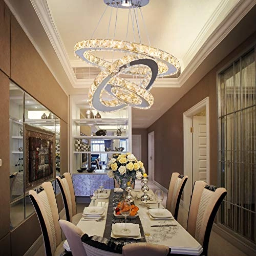 LED Crystal Chandeliers 3 Rings - Warm White (2500K-3500K) Non-Dimmable