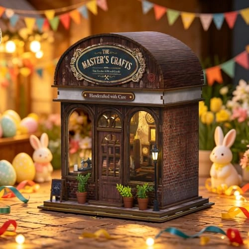 DIY Miniature House Kit - Wooden Warm LED Lighting