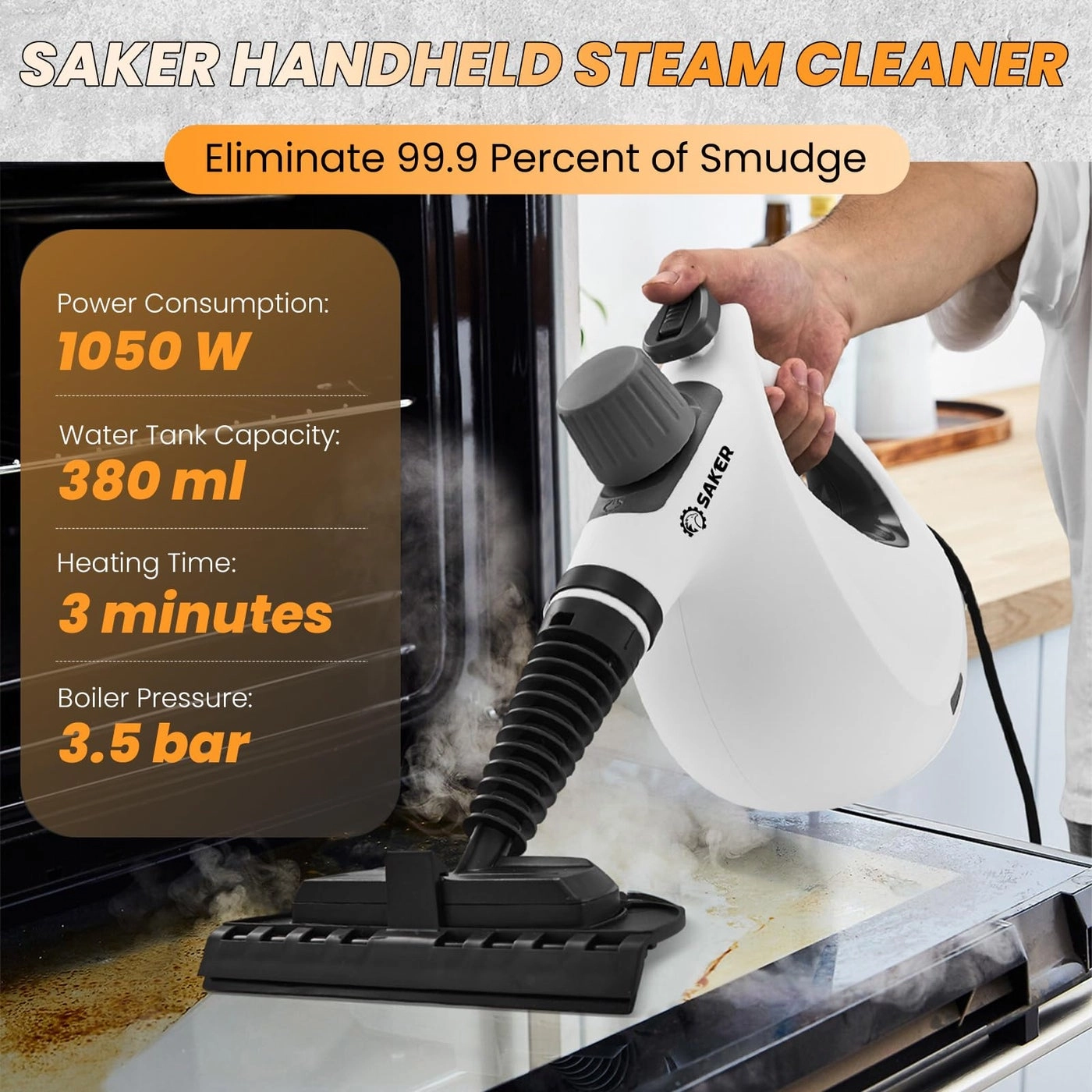 Handheld Steam Cleaner - 1050W Portable White