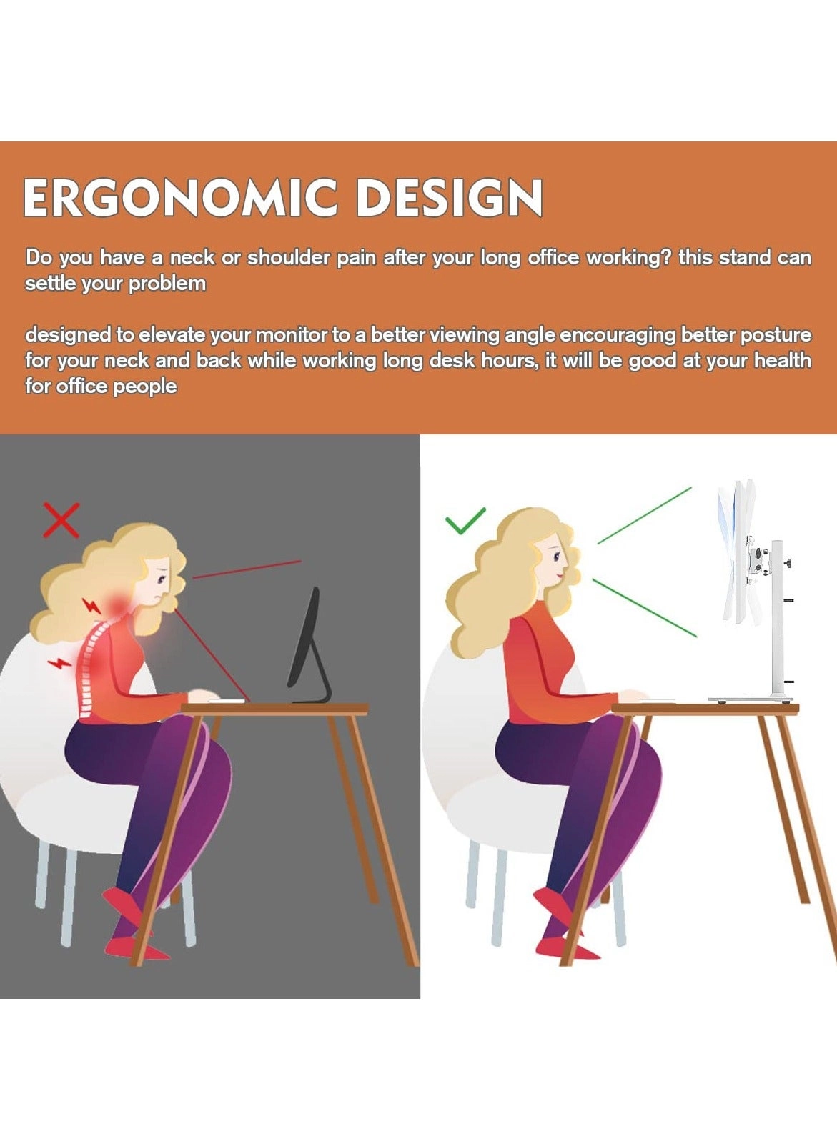 Single LCD Computer Monitor Free-Standing Desk Stand Riser - 1 13 inch to 32 inch