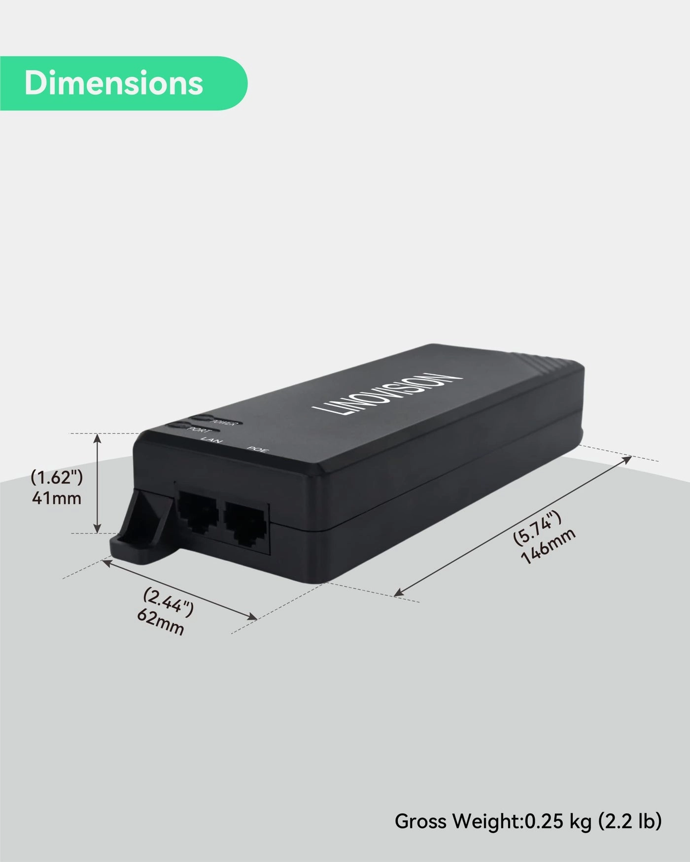 Gigabit Passive POE Injector - Single 90W 10/100/1000Mbps