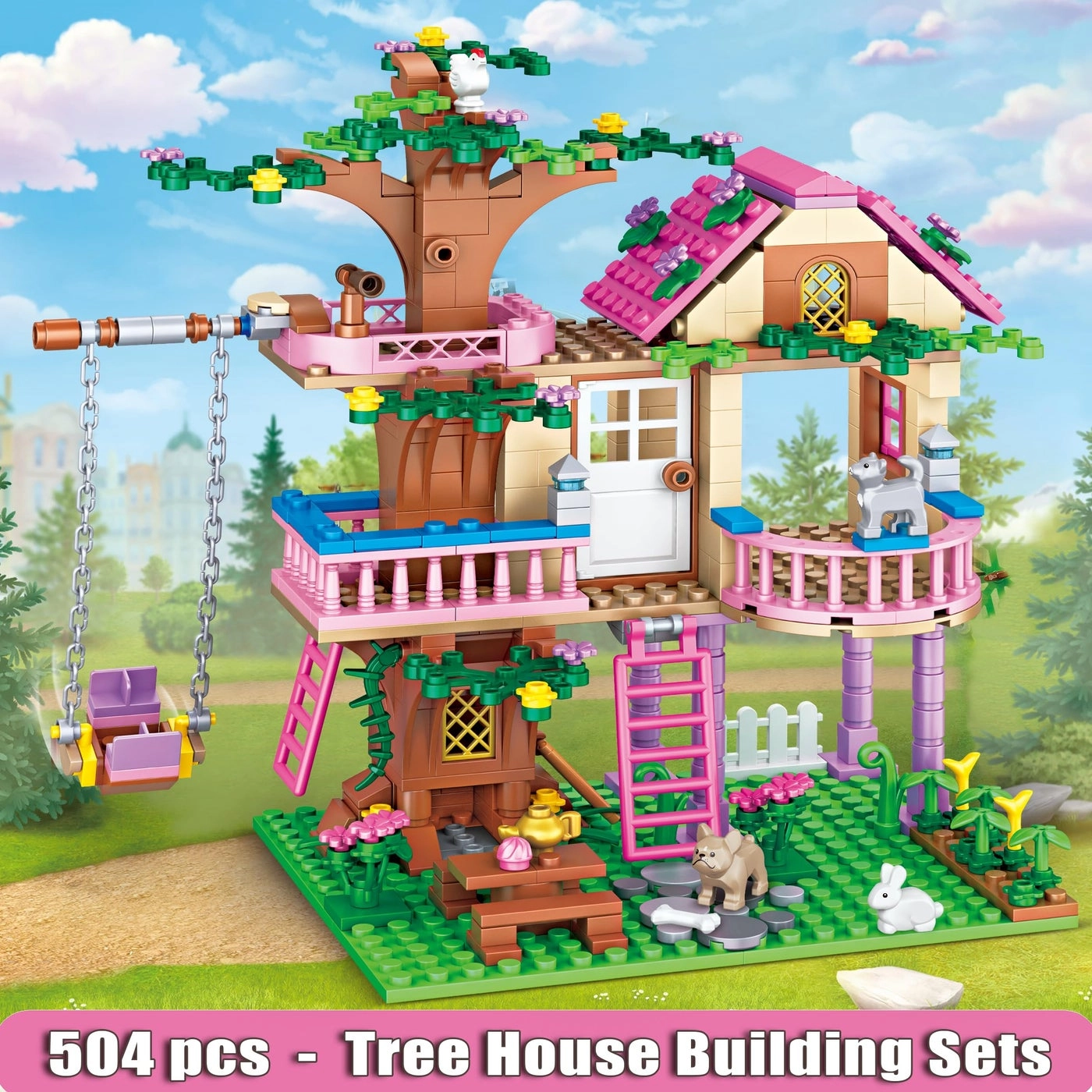 Tree House Building Set - Girls 504 pcs Forest