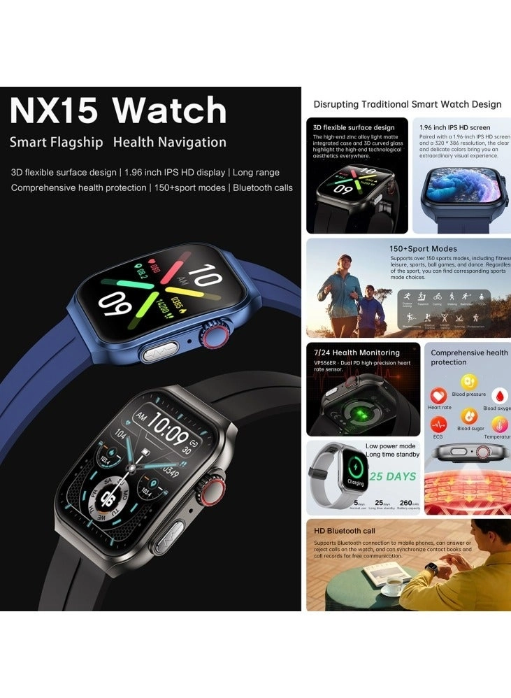 Glucose Monitoring Smart Watch - ECG Bluetooth Call SpO2