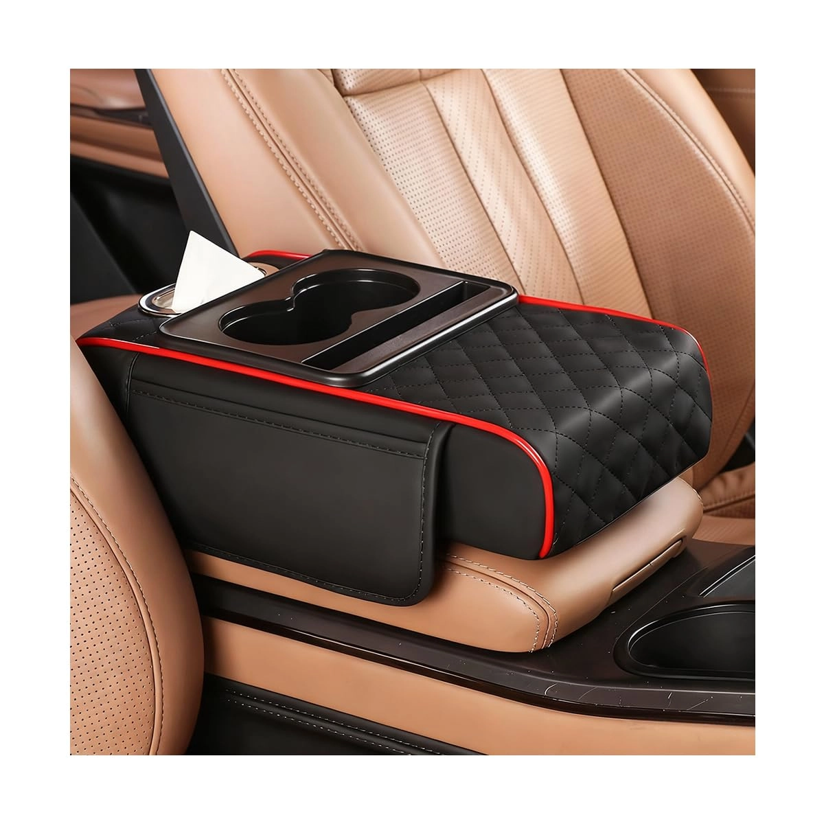 tnaiyh Car Armrest Cushion - 5-in-1 Nappa Leather