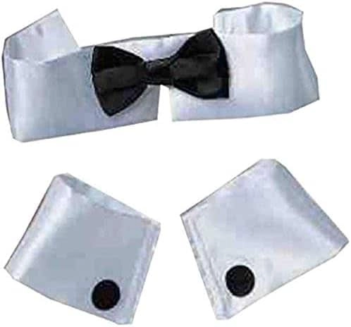 Forum Novelties Women's Costume Collar Bow Tie and Cuff Set - Classic white and black One size fits most adults