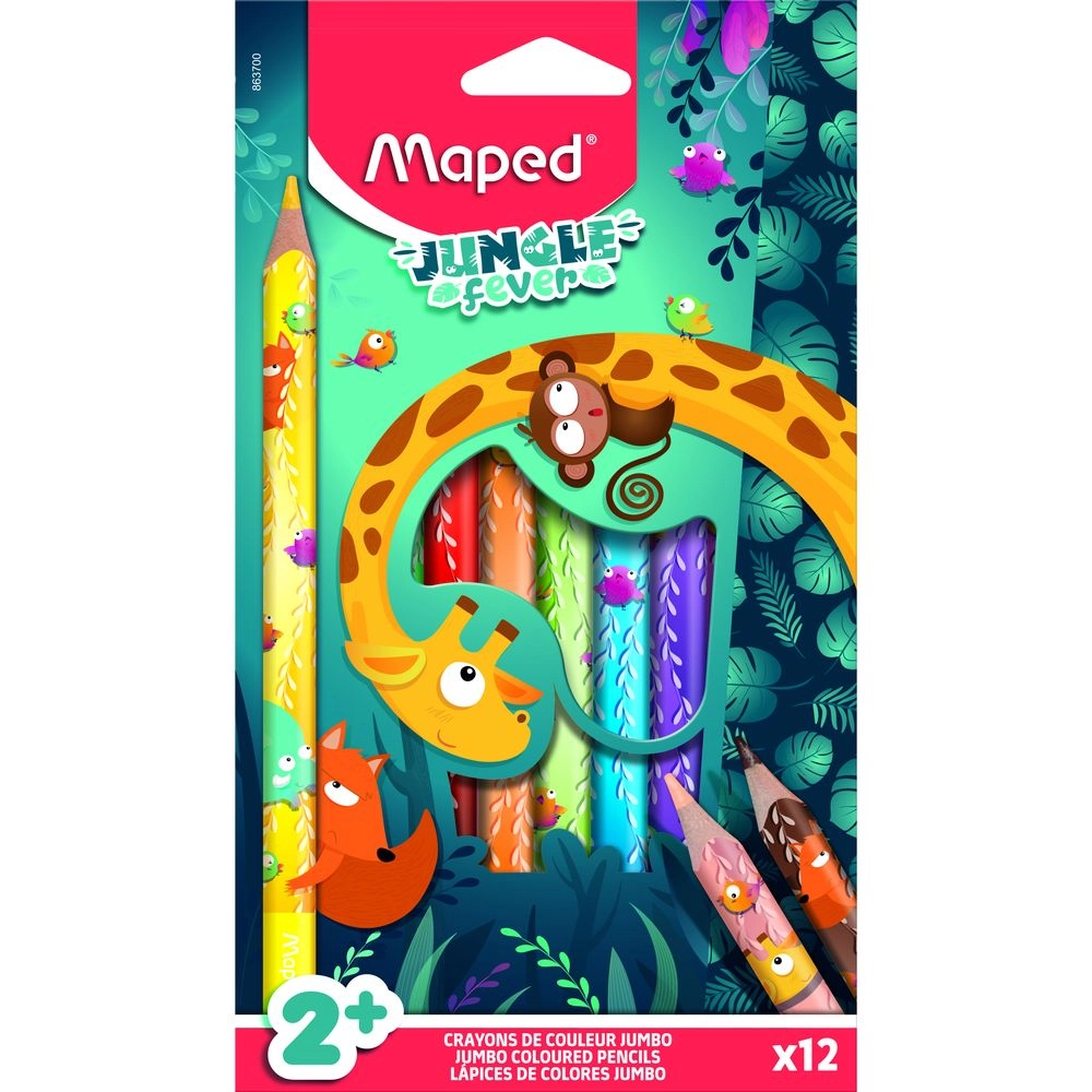 Maped Jungle Fever Jumbo Pencils - Set of 12 Ø 4 mm
