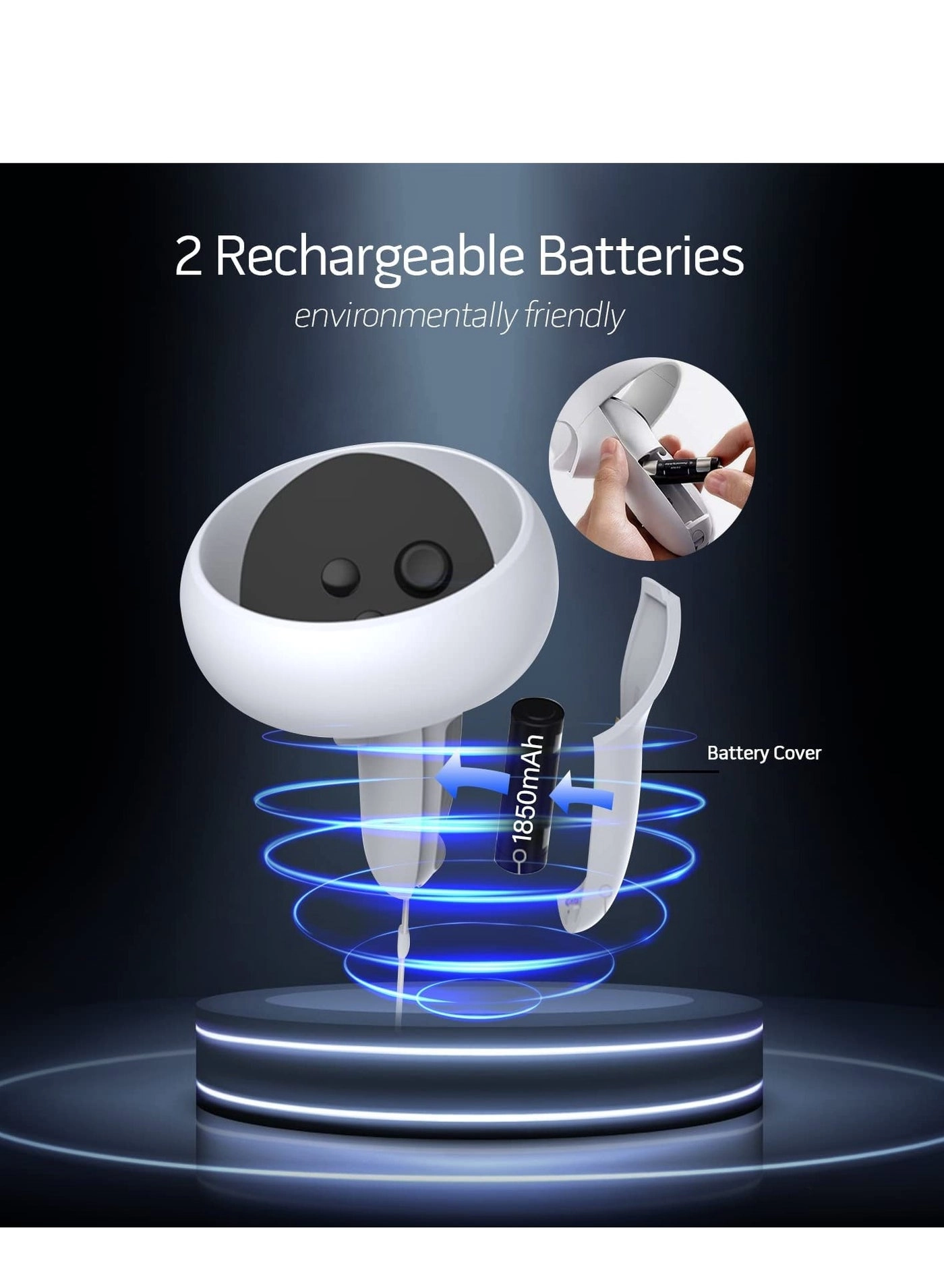 Charging Dock for Oculus Quest 2 Controllers - Fast Charging 2 Rechargeable Batteries Type-C Charging Cable Set