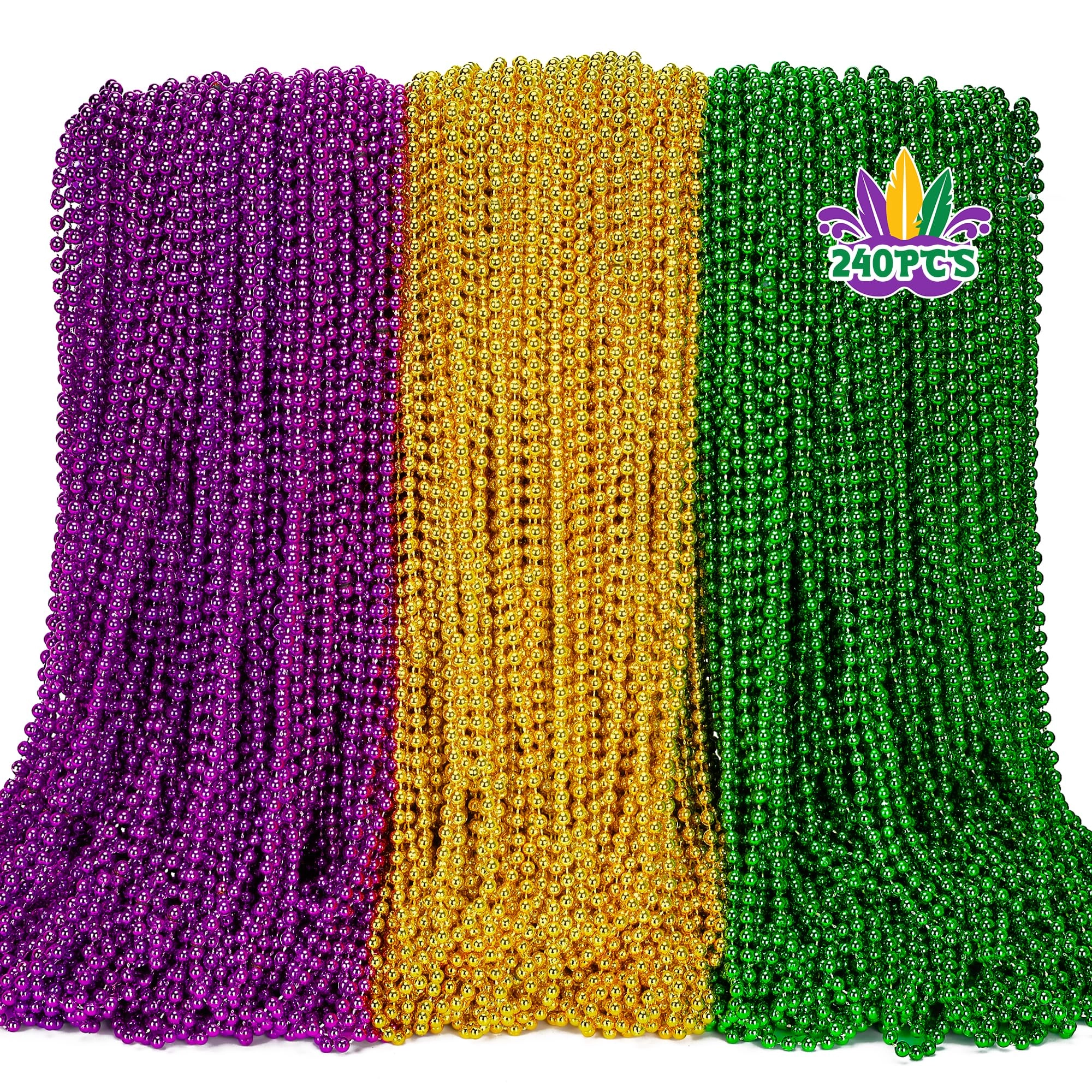 EOBOH Beads Necklace Accessories - 240PCS Mardi Gras