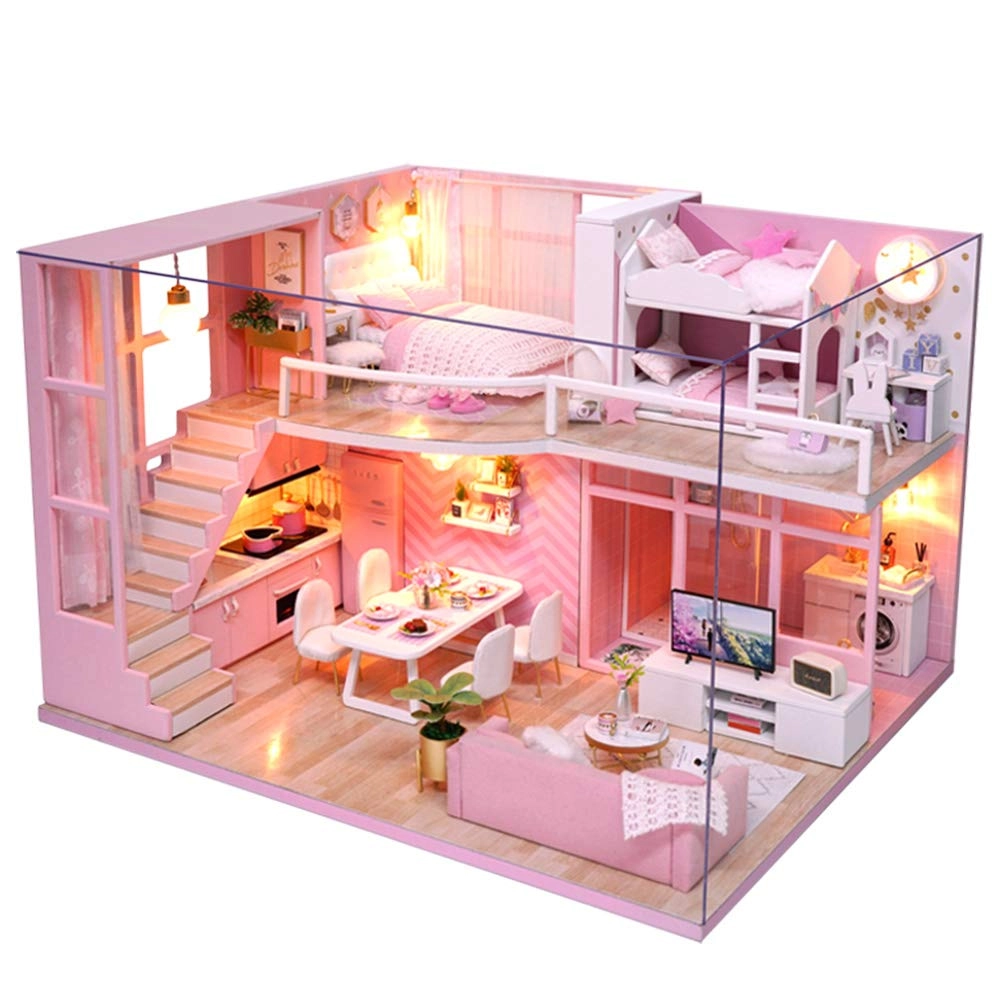 shenruifa DIY Miniature Dollhouse Kit - Pink Girl Motif