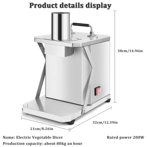 Commercial Vegetable and Fruit Dicer Machine - 10mm 200W Stainless Steel