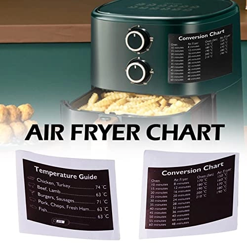 Air Fryer Conversion Chart Sticker - high quality polymeric vinyl 1pcs*Temperature Guide/1pcs*Conversion chart