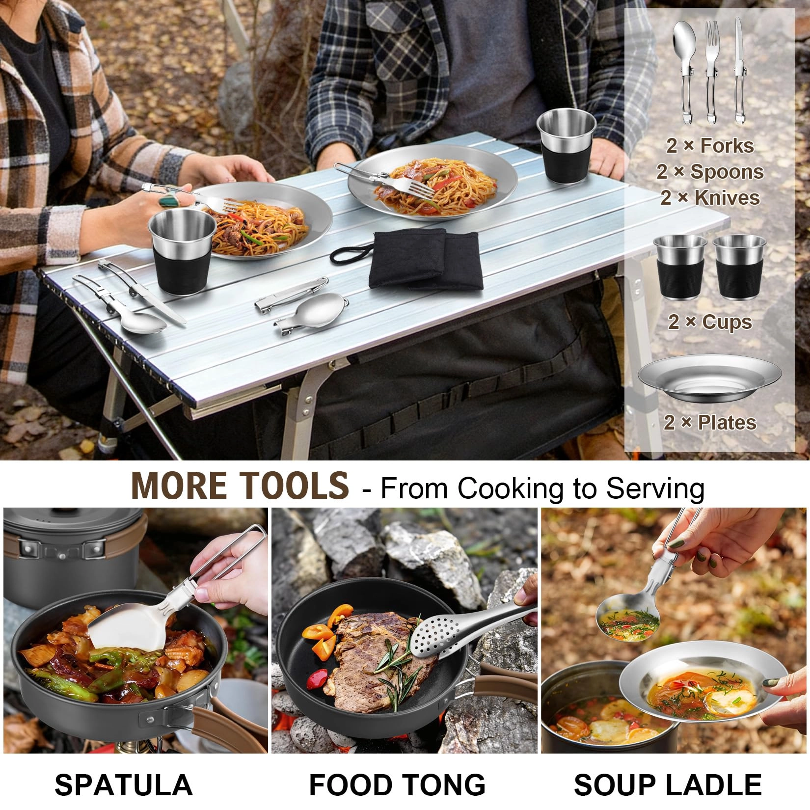 Camping Cookware Mess Kit - 18 Piece