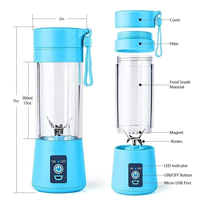 Portable Electric Juicer - 6 Blades Rechargeable USB
