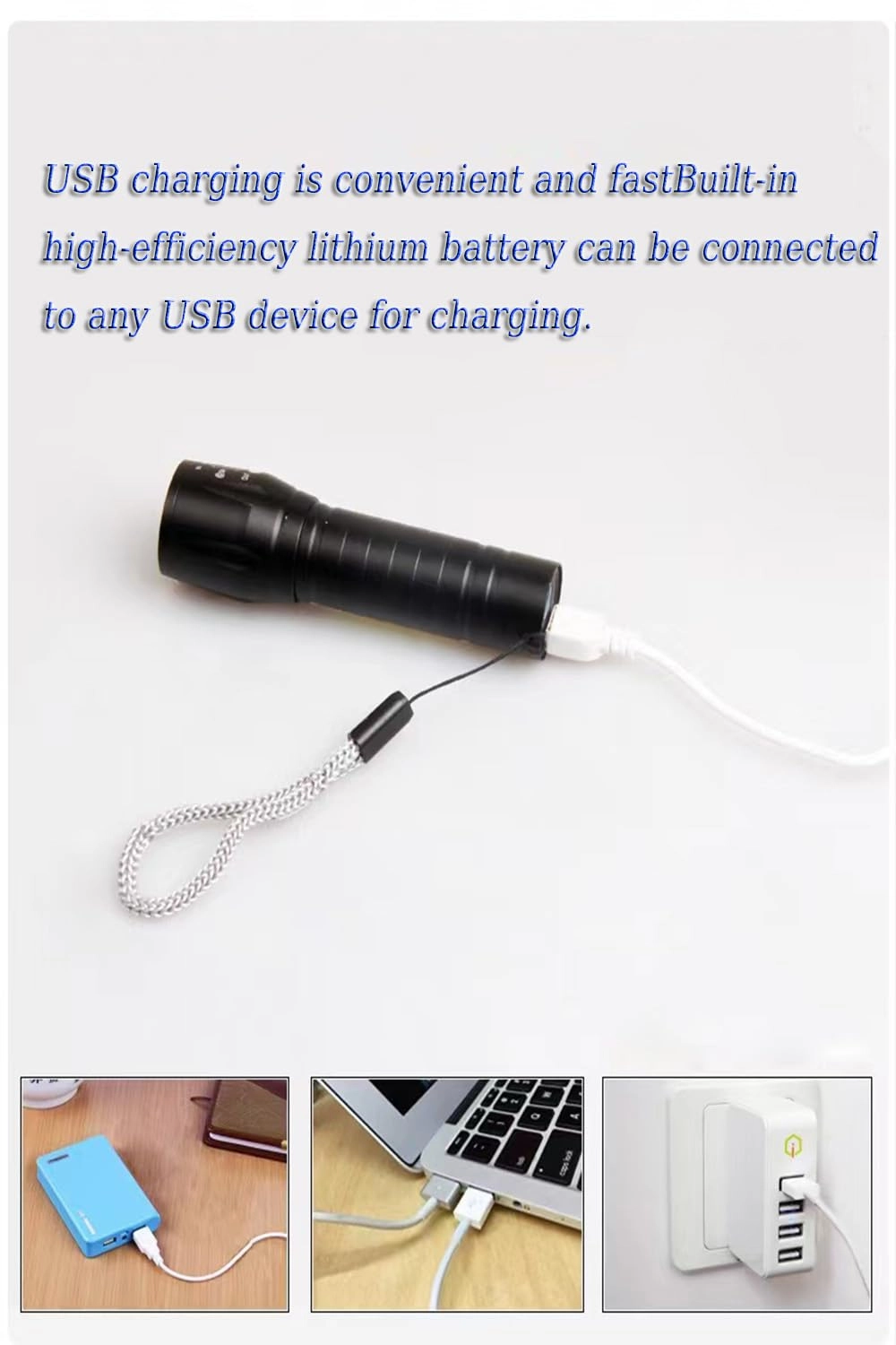 Emergency Handheld Flashlight - USB Rechargeable 3 Modes 1000lm