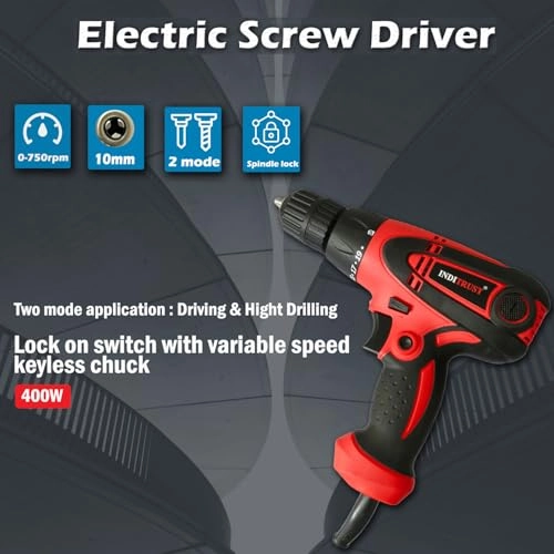 400W Electric Screwdriver Drill Machine - 10mm Variable Speed
