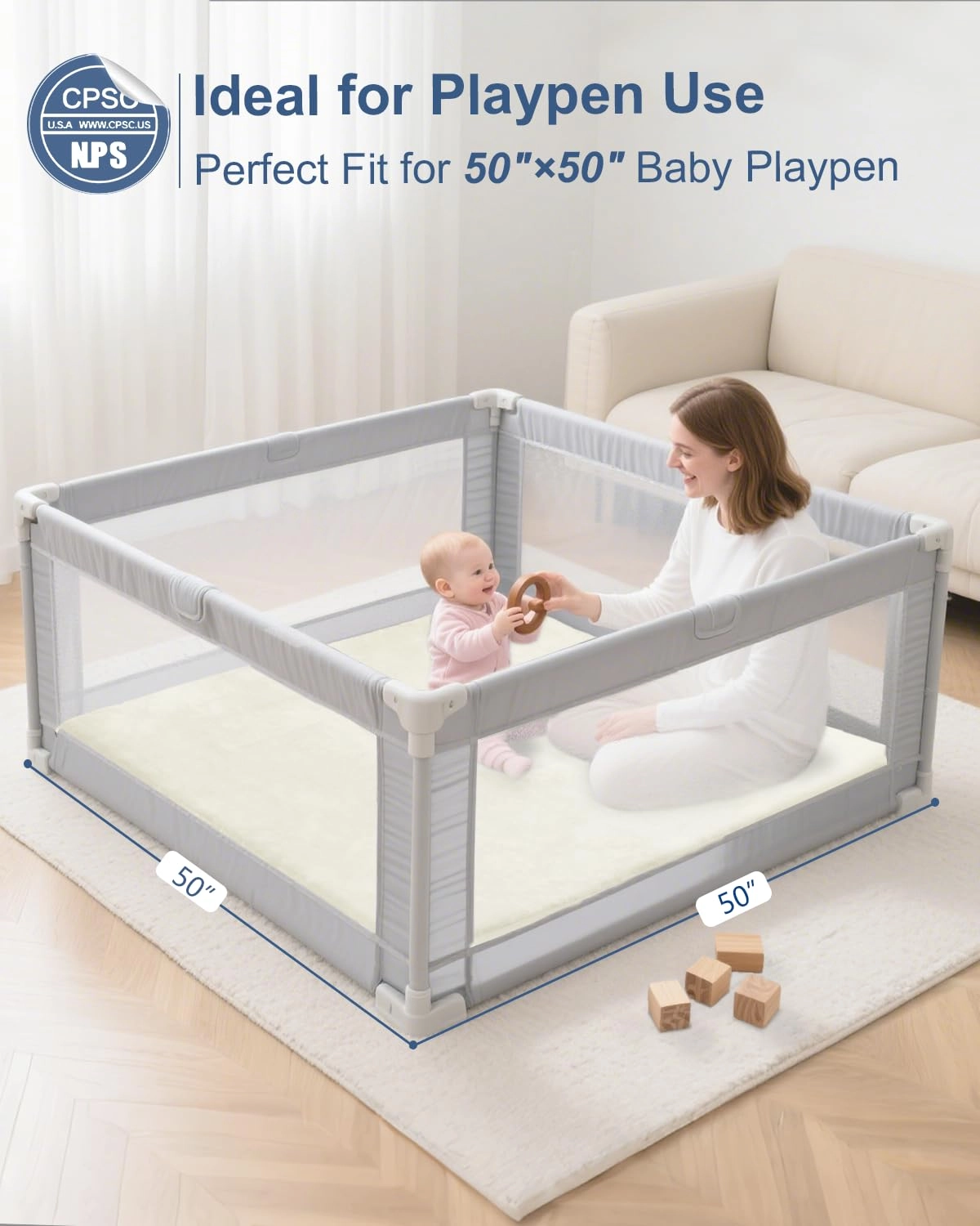 Baby Play Mat - 50x50 Green