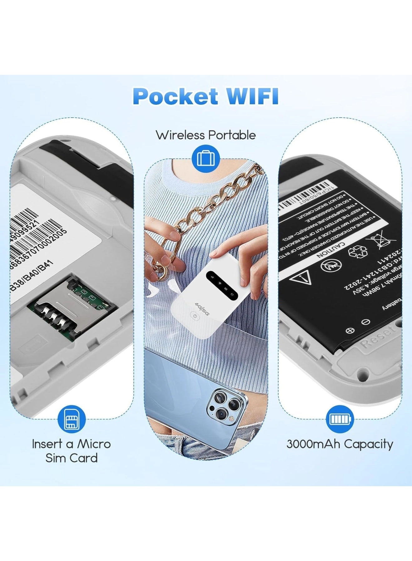 Portable WiFi 4G Travel Router - 4G LTE 802.11 b/g/n 300Mbps