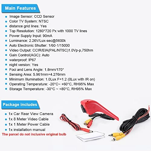 Third Roof Brake Light Reversing Camera - Night vision AV 1280 x 720 pixels