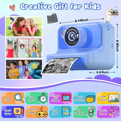 H3 - Kids Instant Print Camera Purple