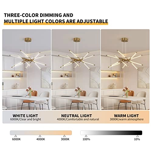 Modern Sputnik Chandeliers - 3000K-6000K Dimmable
