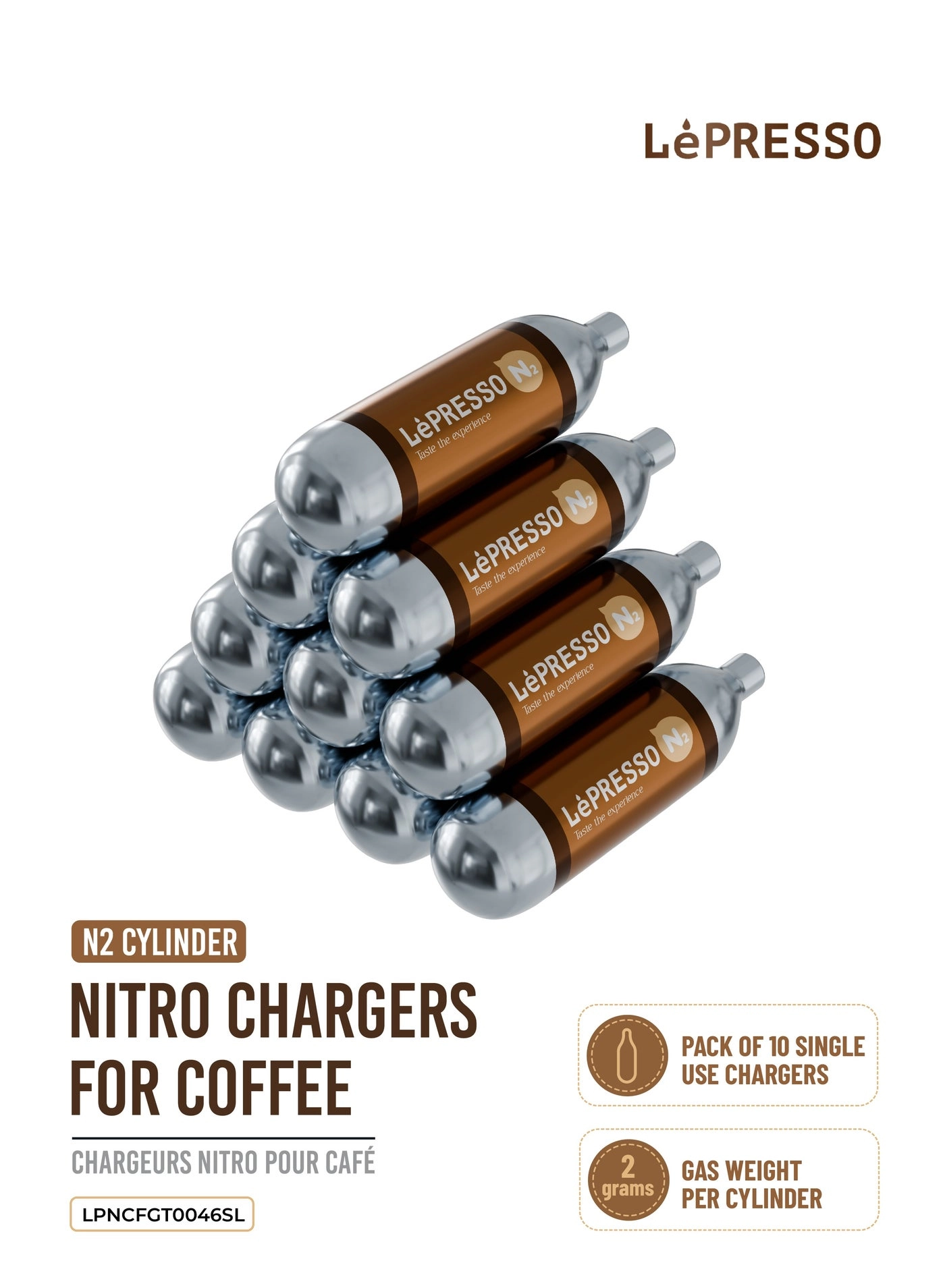 Nitro Chargers for Coffee - Pack of 10 N2 Silver