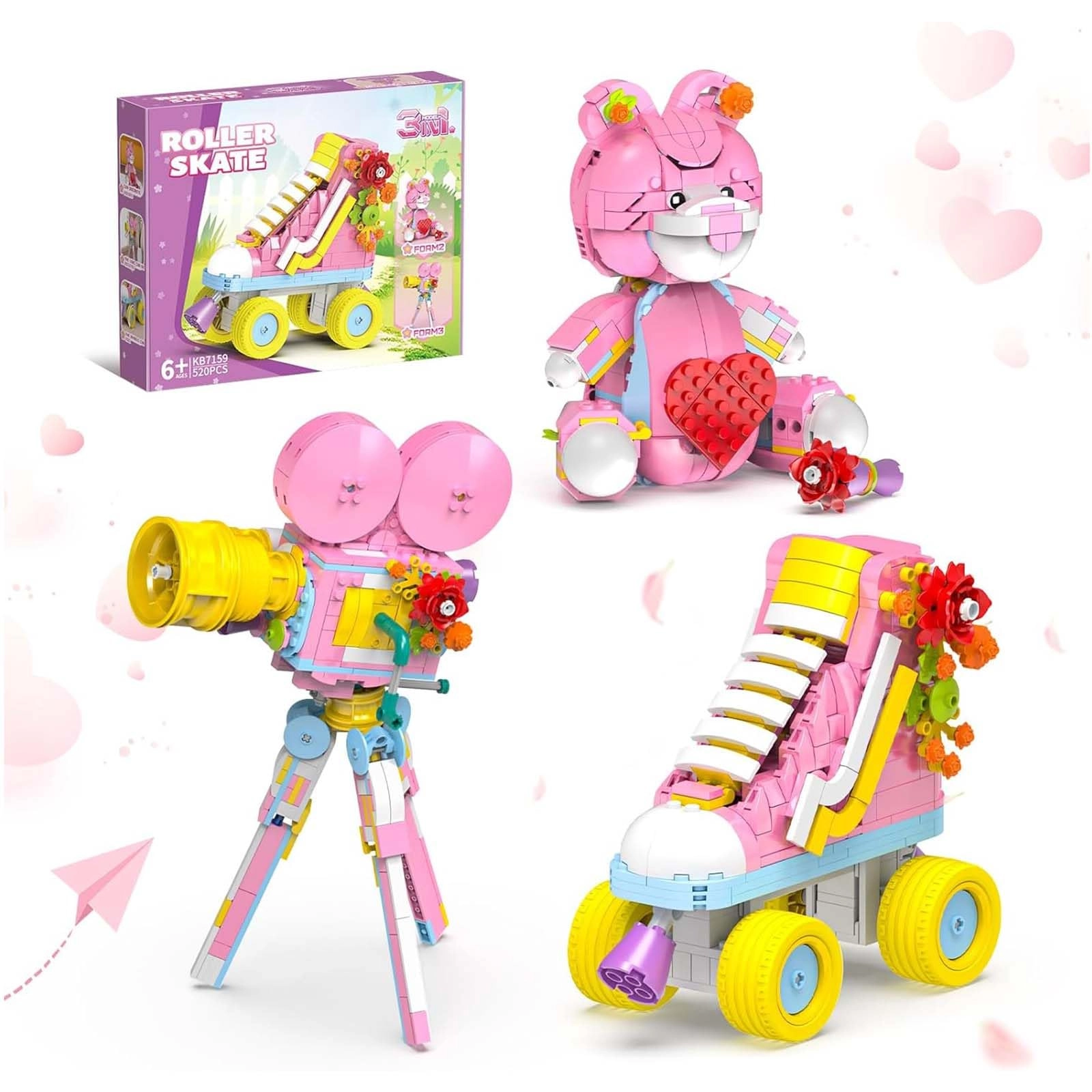 TOY PLAYER 3-in-1 Creator Building Kit - Roller Skates Film Projector