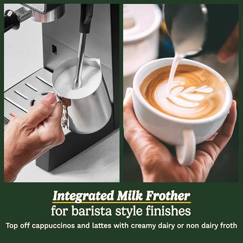Slim Espresso Maker - 1.5L 15 Bar Integrated Milk Frother