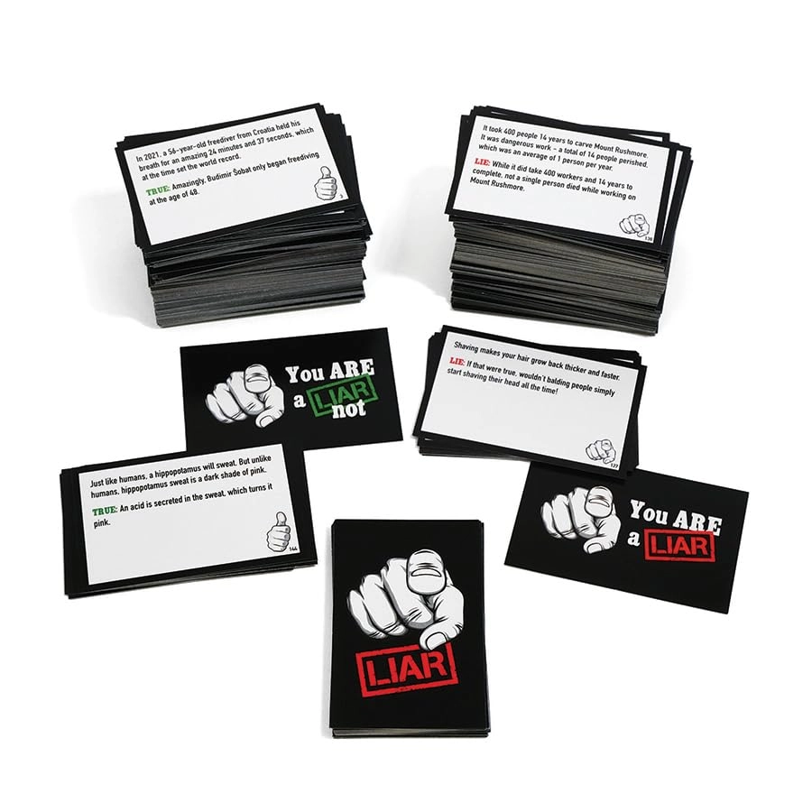 You are A Liar - English 120 True Cards 120 Liar Cards 24 Finger Cards 12+