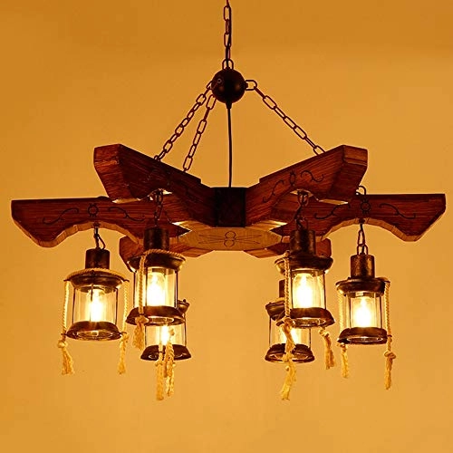 6 Lamp Retro Solid Wood Chandelier - E26/E27 95cm x 100cm