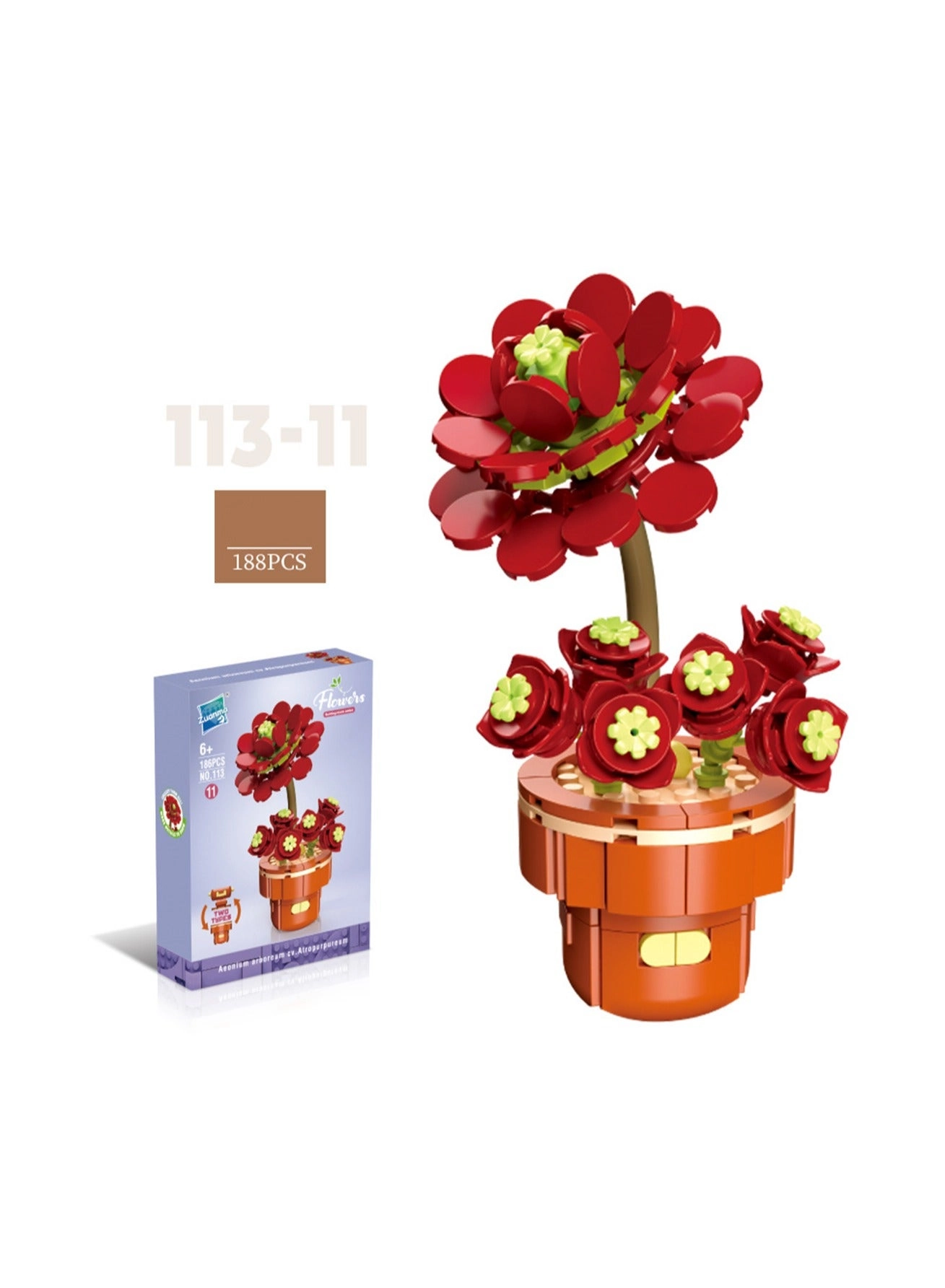 Generic Mini Flower Pot - Red Flowers 188pcs