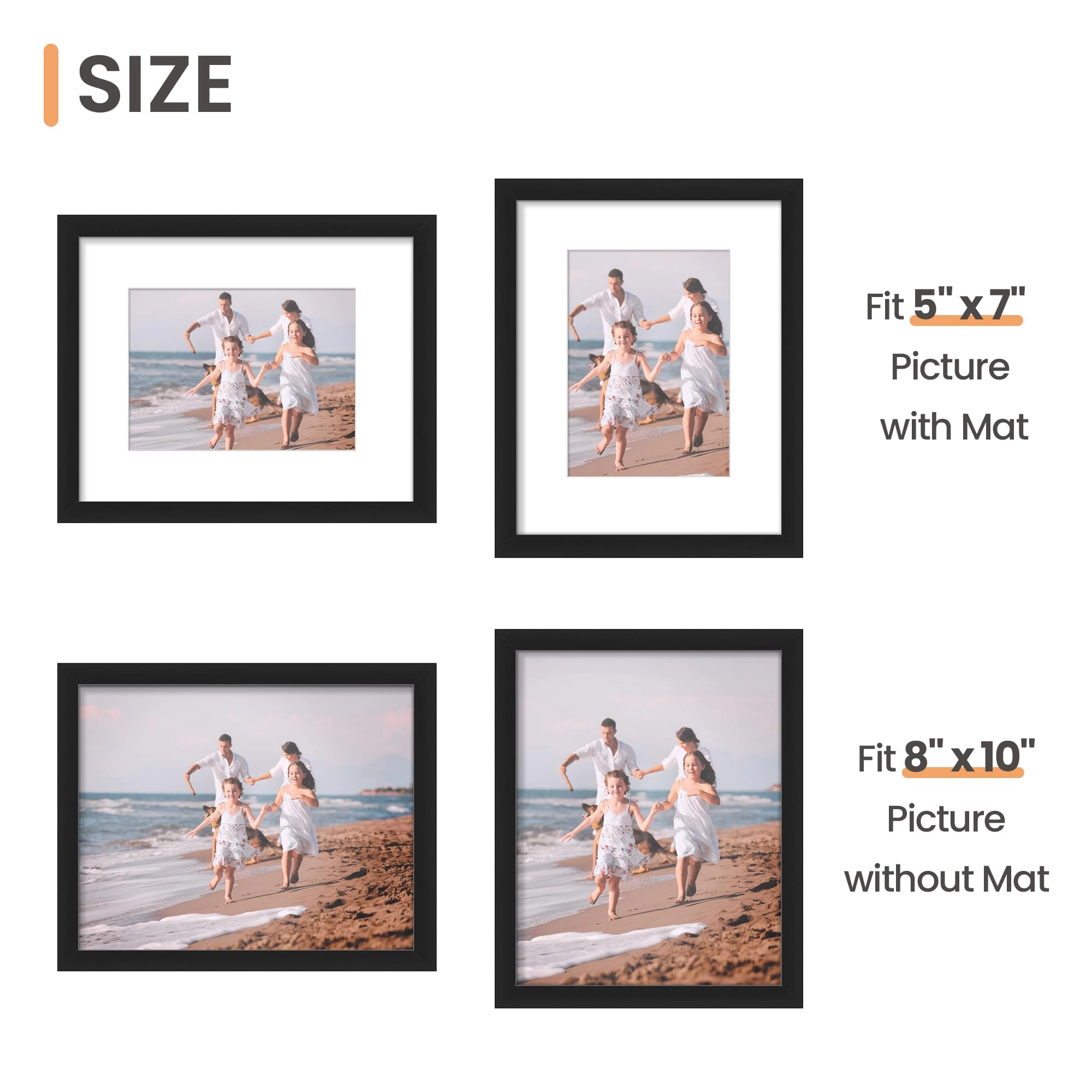 10 Pack Picture Frames - 8x10, 5x7, 4x6