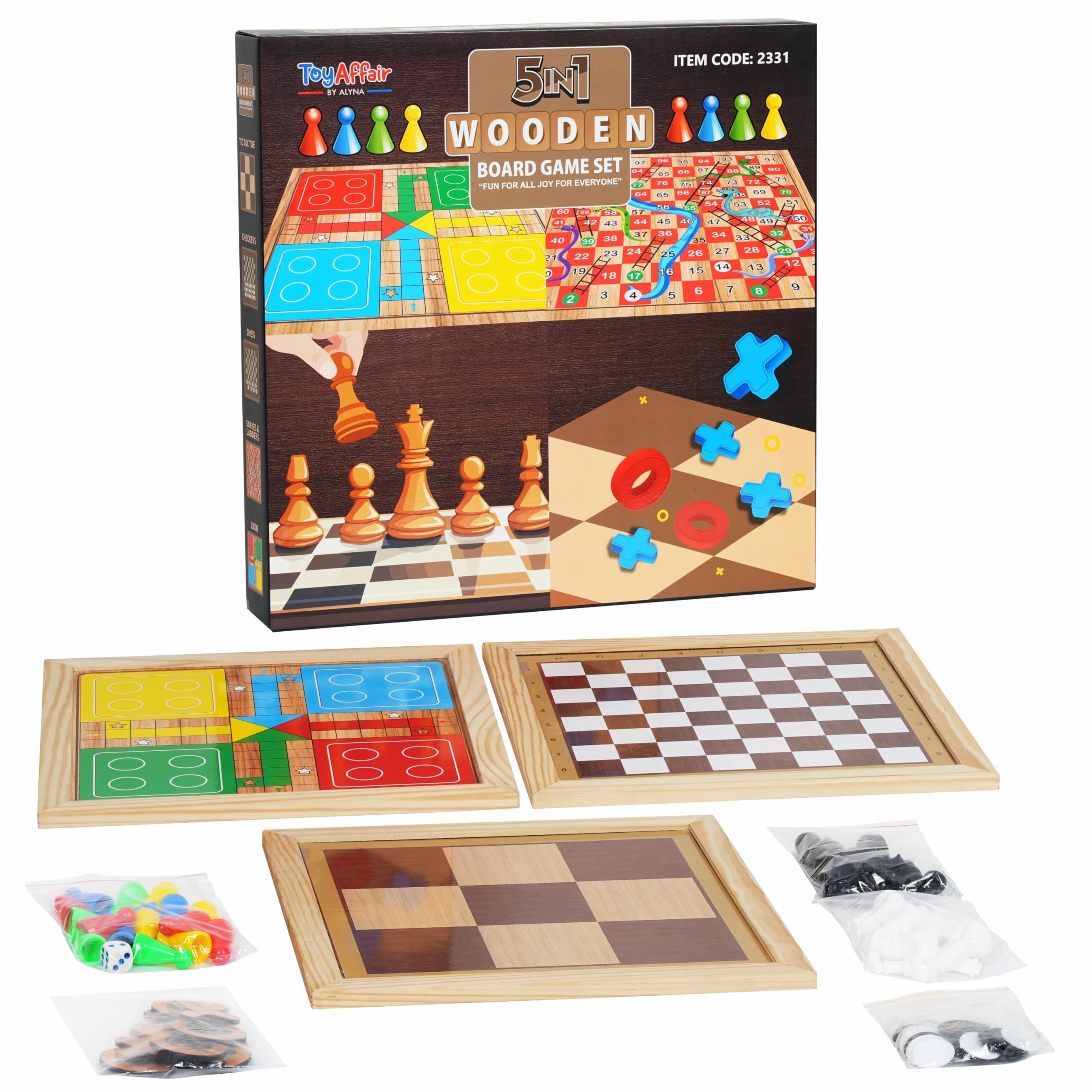 Ankit Toys & Games Ludo + Snakes & Ladders + Checkers + Chess + Tic Tac Toe