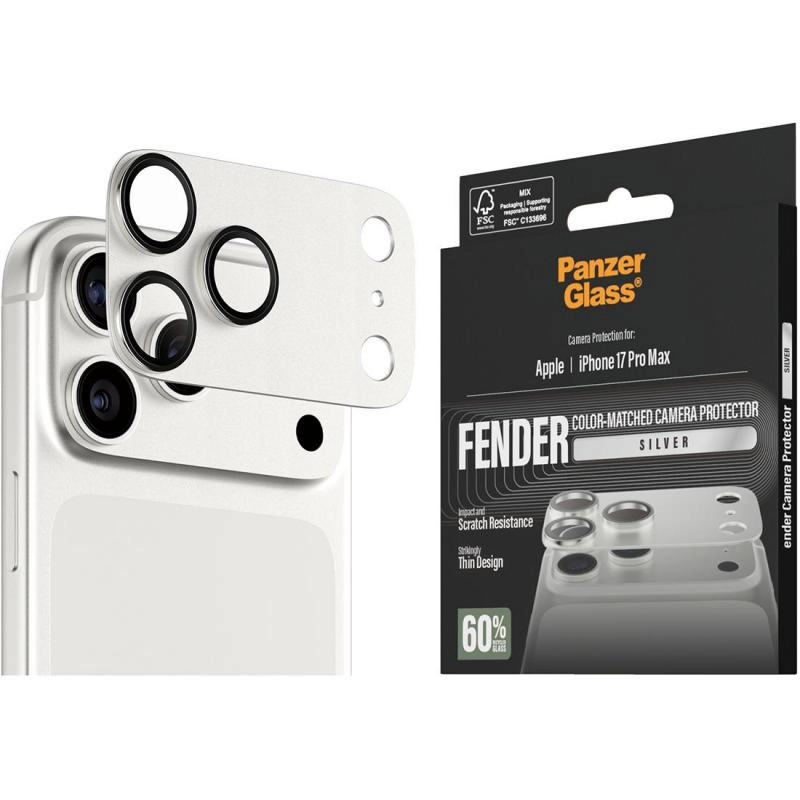 PanzerGlass Fender Camera Protector - Full Frame Silver iPhone 17 Pro