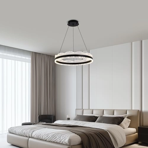 Single Ring White LED Chandelier - 3000K-6000K Dimmable
