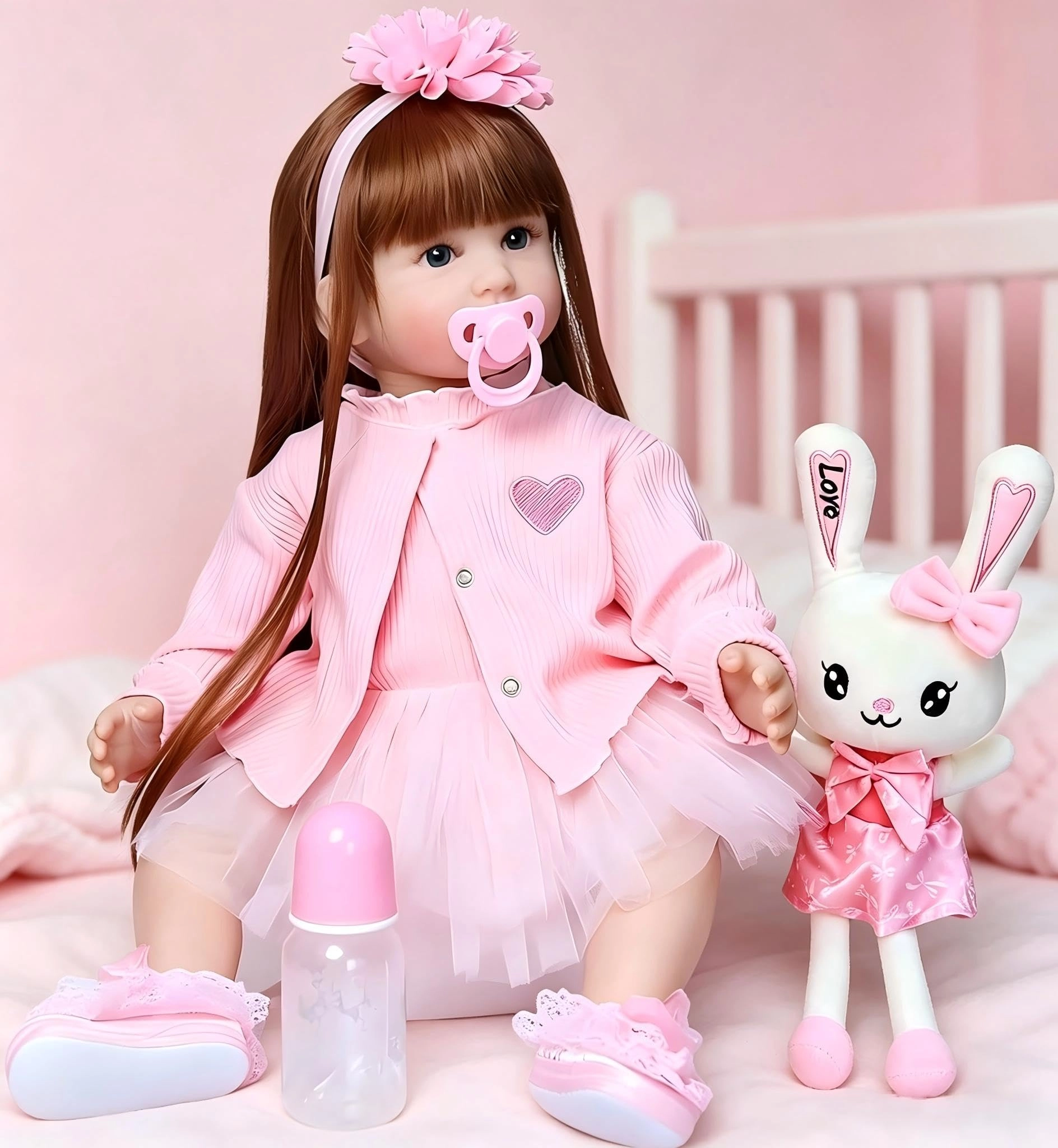 Pinky Reborn Reborn Baby Doll - 24inches 60CM Silicone Vinyl Cloth Ages 3+