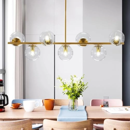 L1043-GC - 7 Light Gold Clear Sputnik