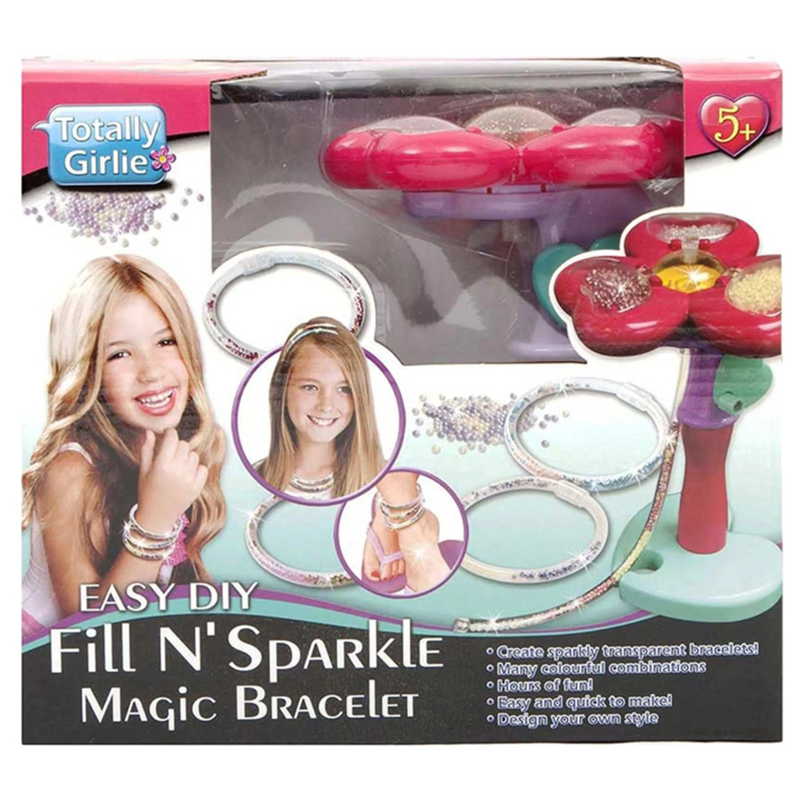 Totally Girlie Easy Fill N' Sparkle Magic Bracelet - DIY Crafts Kit 3 meter transparent tube